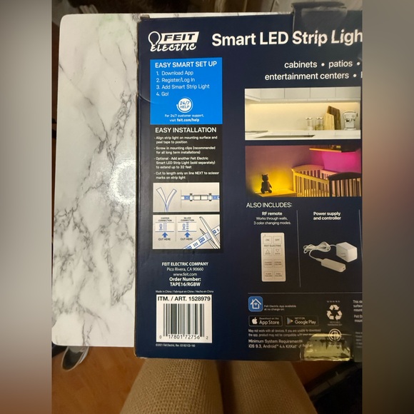 Feit Electric 16ft. LED Indoor/Outdoor Smart Color Chasing Strip Light New - Picture 2 of 5